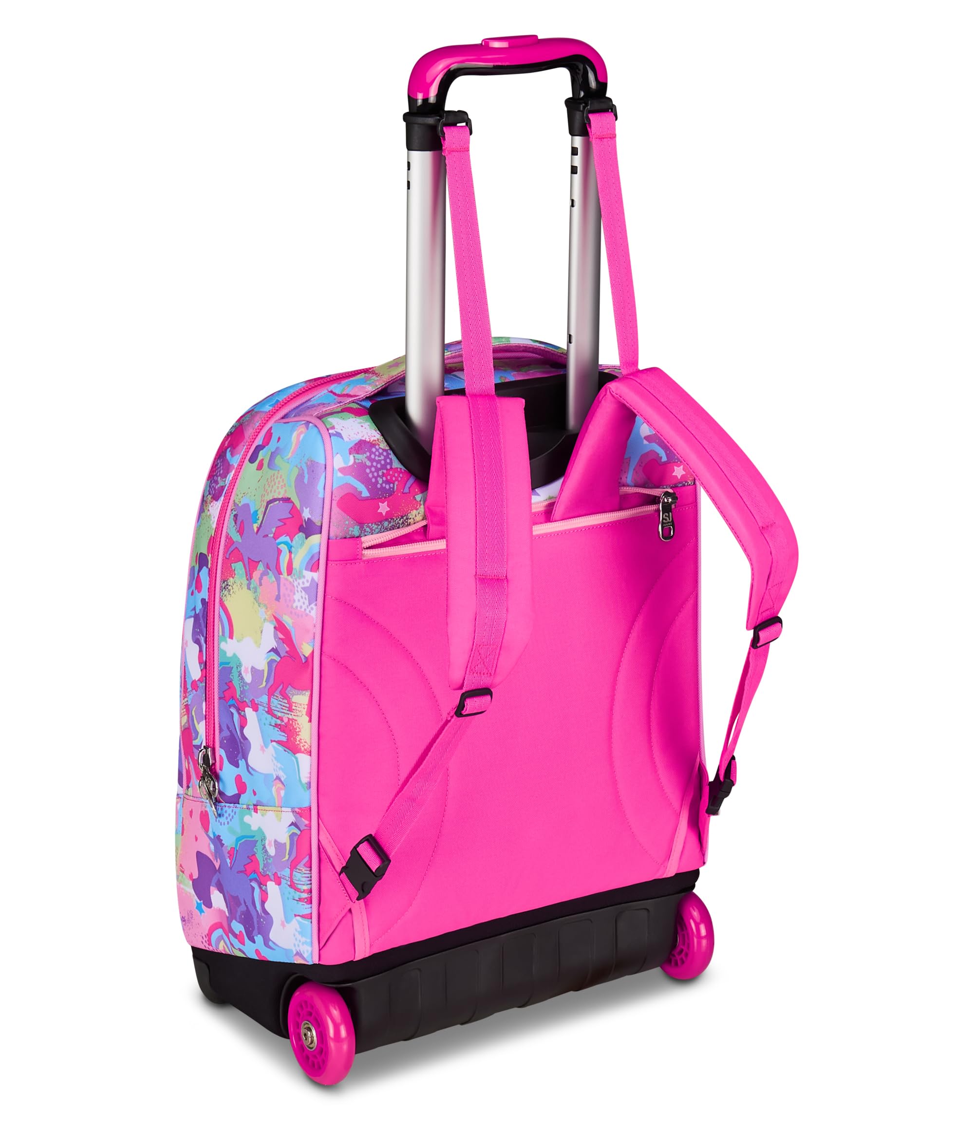 SJ GANG STYLE JAM GANG Trolley Scuola Fisso, Fucsia, 2 in 1, Doppio Uso, Trolley e Zaino, Zaino Scuola Elementare, Bambina