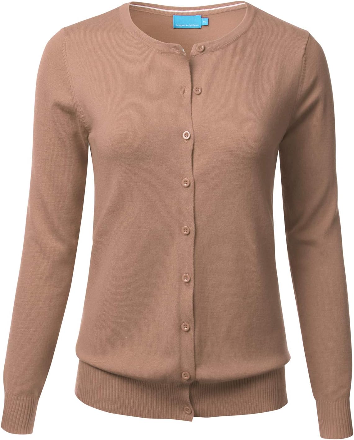 FLORIA Women's Button Down Crew Neck Long Sleeve Soft Knit Cardigan Sweater (S-3X)