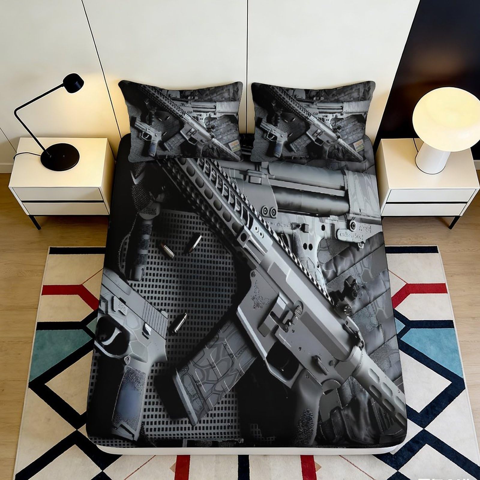 3D Printed Industrial Design Fitted Sheet Microfiber Non-Slip Deep Pocket for Adults Bedroom Industrial Mattress Fitted Cover Machine Washable 140x200x25cm