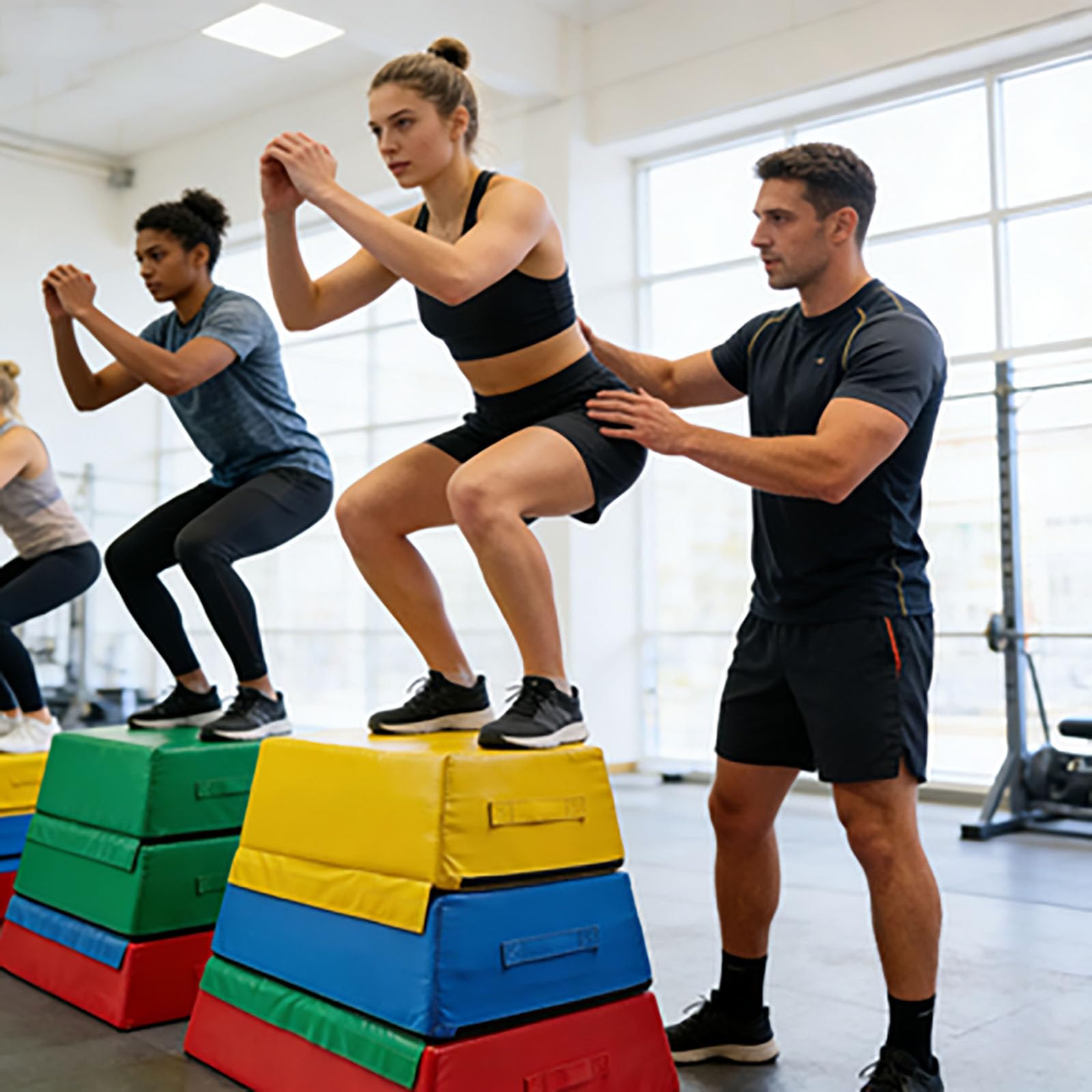 Skrzynia gimnastyczna do skoków, koń z łękami o regulowanej wysokości, miękka piankowa skrzynia do skoków, sprzęt do treningu domowego i fitnessu, koń do skoków, akrobacji i
