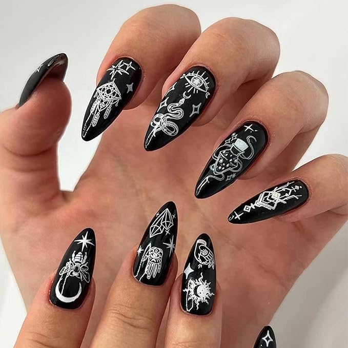 Halloween Long Stiletto Black Blood Gradient