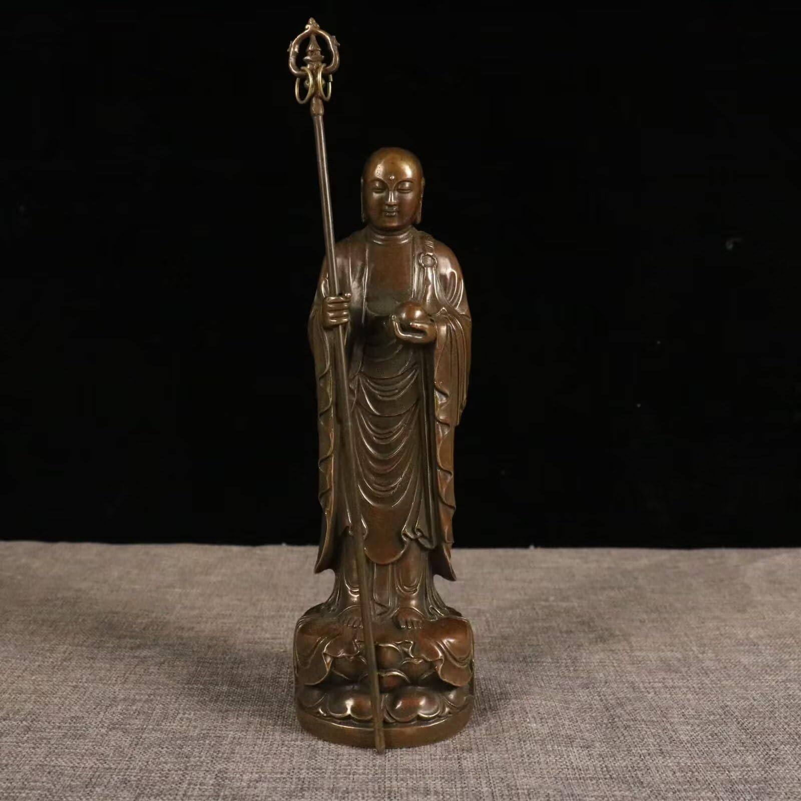 Dytartzx Pure copper Tizang King Bodhisattva statue home decoration meditation Zen Buddha