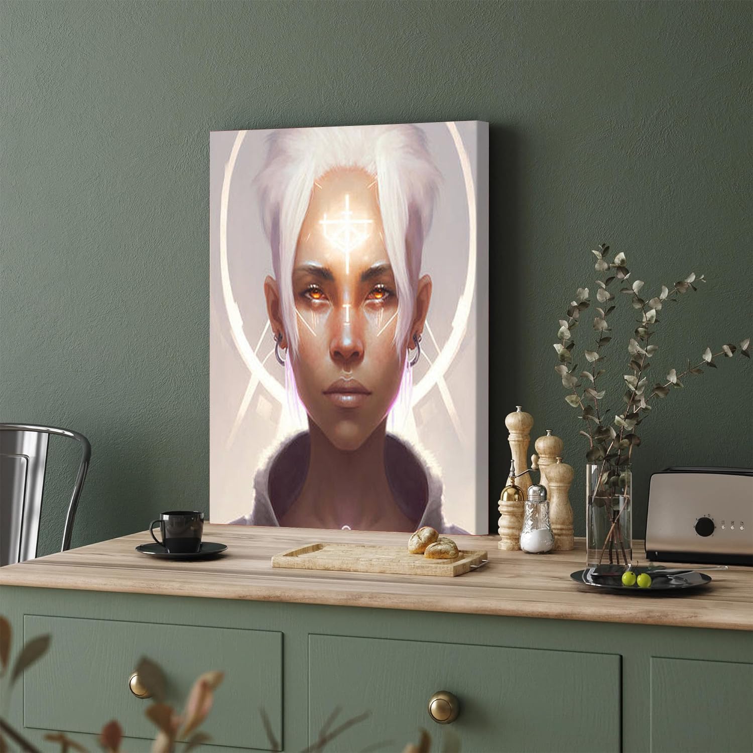 GADGETS WRAP Canvas Gallery Wrap Framed for Home Office Studio Living Room Decoration (11x17inch) - Cyberpunk Saint