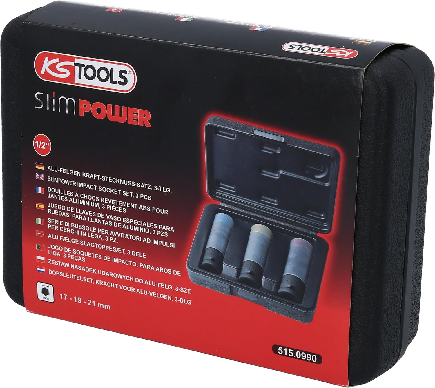 KS Tools 515.0990 - Pack de 3 llaves de vaso especiales para ruedas, para llantas de aluminio