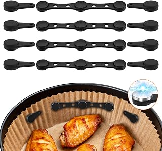 12 Pieces Magnets For Airfryer Baking Paper, Silicone, Magnetic Hot Air Fryer Silicone Buckles, For Fixing Disposable Baking Paper, Prevent Slipping And Burning (Black)
