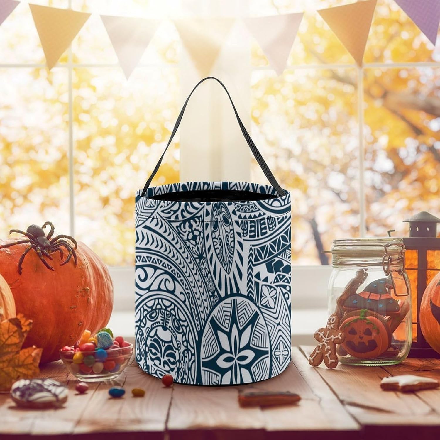 Polynesian Style Tribal Candy Bag Halloween Treat Goody Bags Party Basket Handbag Holiday Decor