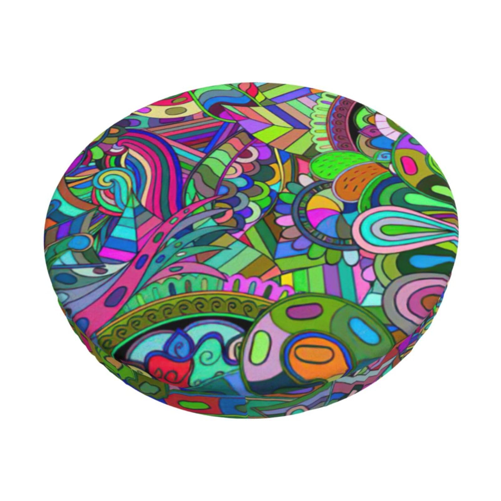 ACVnbm Graffiti Print Round Bar Chair Cushion Cover, Elastic Chair Protector For Kitchen Bar Dining