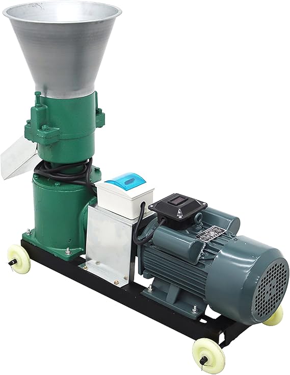 Pellet Machine 3MM 220V Chicken Feed Pellet Mill Machine 4.5KW Animal Feed Mill Pellet Machine with Three-Head Pressure Roller Maximum Output 200KG/H
