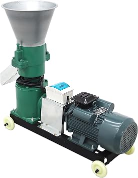 Pellet Machine 3MM 220V Chicken Feed Pellet Mill Machine 4.5KW Animal Feed Mill Pellet Machine with Three-Head Pressure Roller Maximum Output 200KG/H