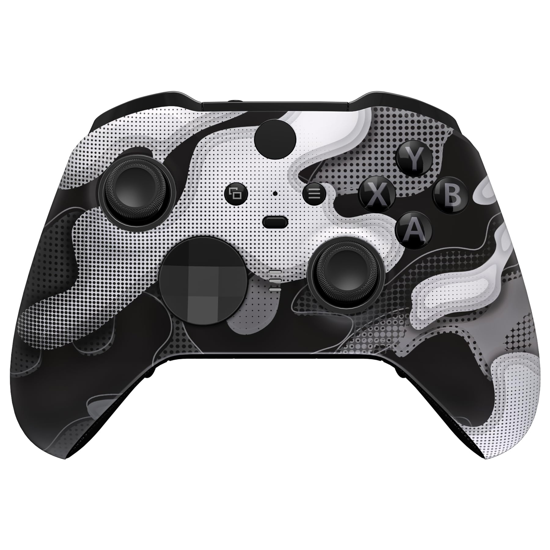 eXtremeRate Custodia Frontale per Xbox Elite Series 2 Controller Model 1797,Cover Scocca Case Ricambio per Xbox Elite Series 2 Wireless Controller Core&2 Anelli-Bianco Nero Mimetico