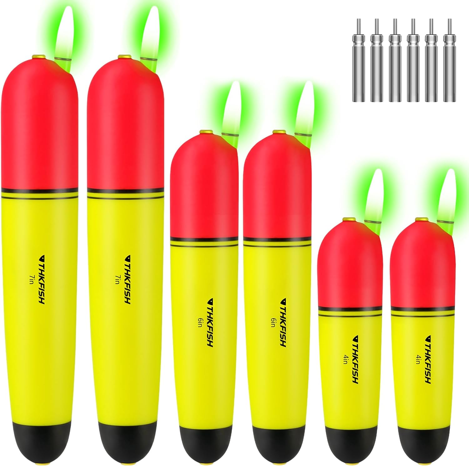 THKFISH Fishing Slip Bobbers, EVA Foam Bobbers Night Fishing Slip Bobbers Slip Corks for Fishing Catfish Bobbers Assortment Freshwater,4in 6in 7in