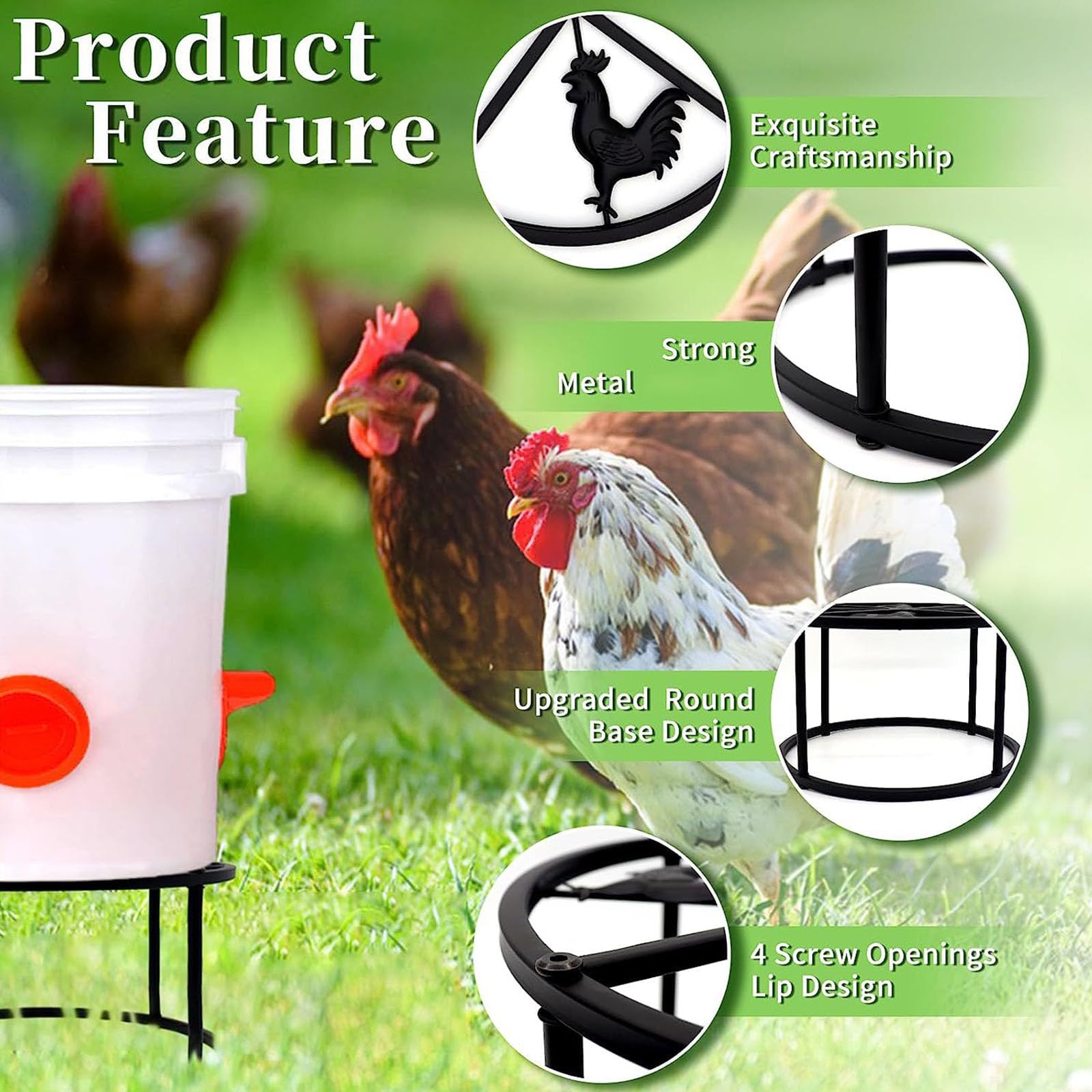 Soporte de Base de comedero de Aves de Corral antiresiduos, Montaje rápido para Patios de Granja, Accesorios de alimentación, Soporte de comedero de Aves de Corral Aire Libre