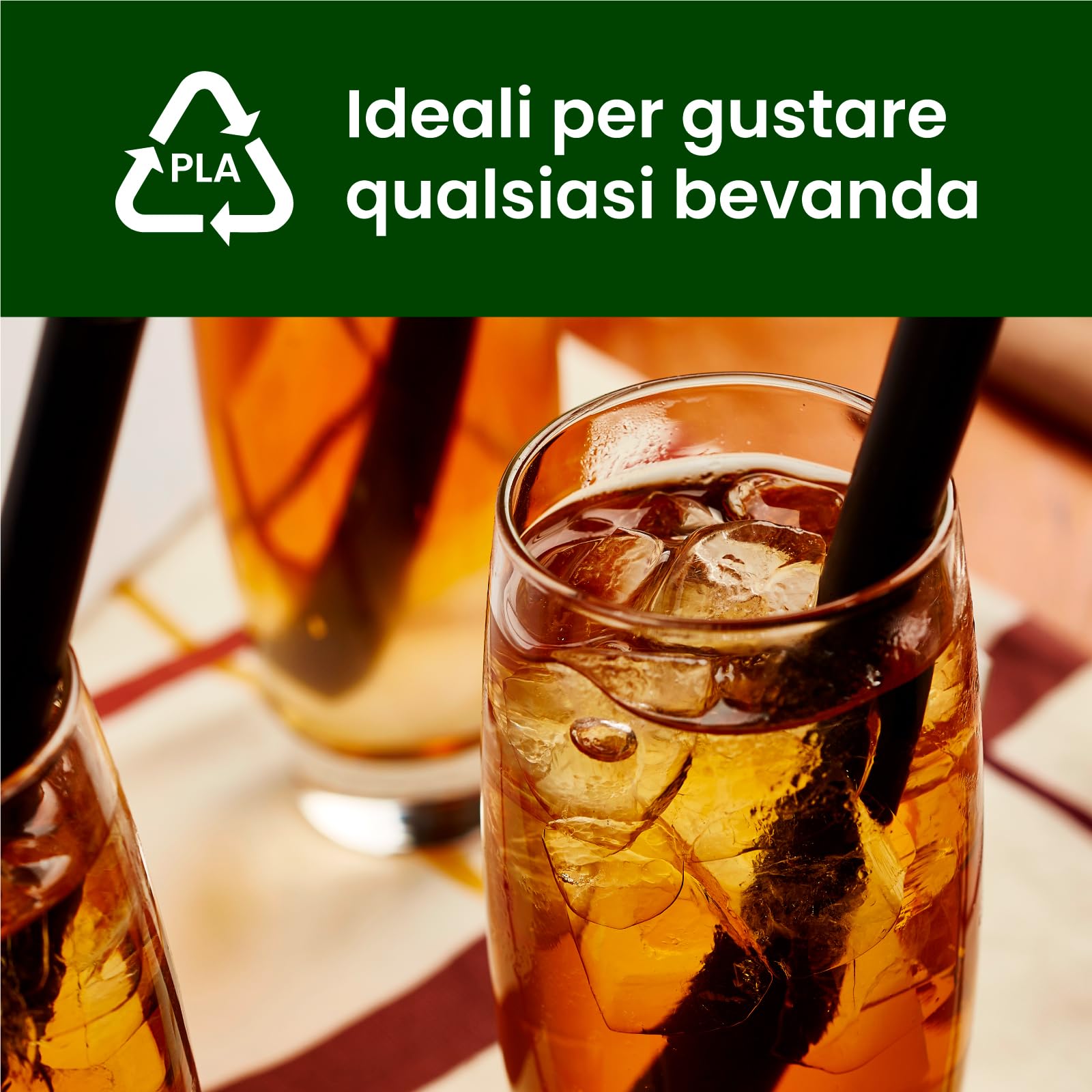 1000 Cannucce Larghe Jumbo 100% Ecologiche - 15 cm x 8 mm, Rigide Riutilizzabili Biodegradabili e Compostabili, Made in Italy - Ideali per Bevande, Cocktail, Eventi e Feste – Colore Nero