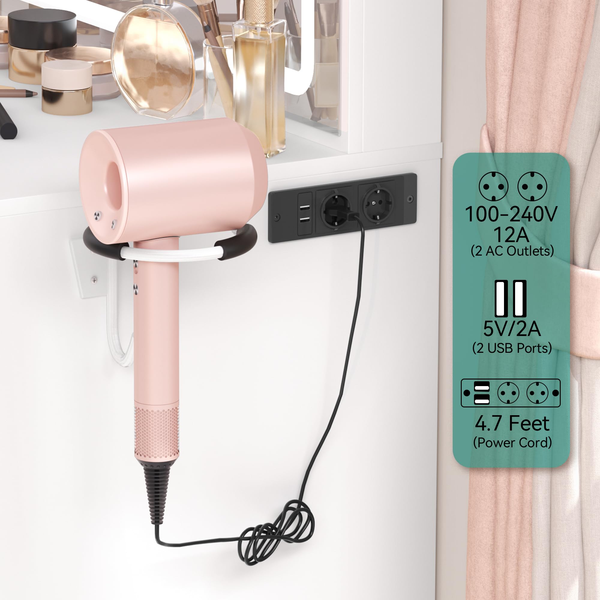 YITAHOME Tocador con iluminación LED Ajustable y tocadores, tocador con Espejo, 4 cajones y Taburete, Blanco