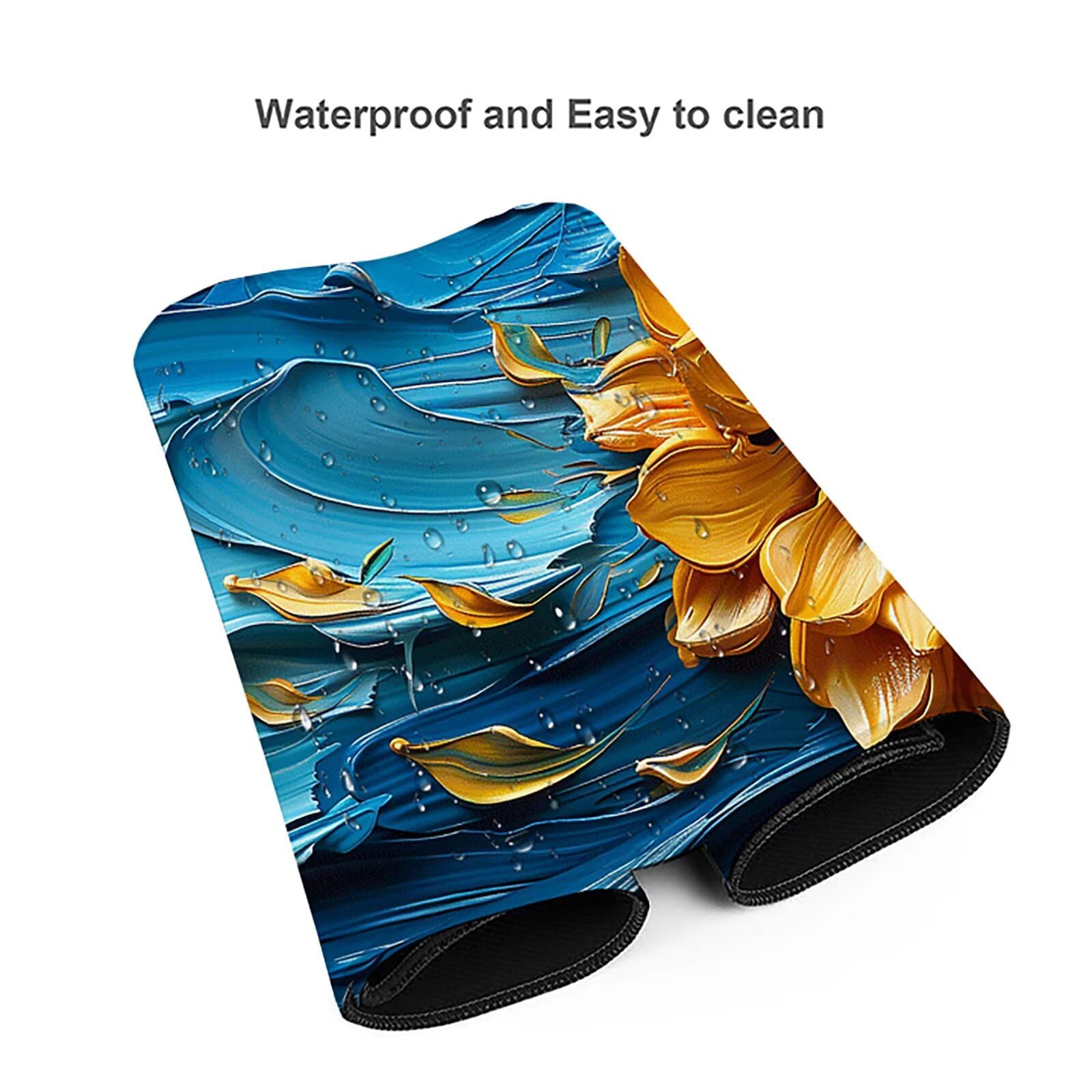 Girasol Alfombrilla Ratón Gaming XXL 1500x800x3mm, Alfombrilla Gaming Amarillo Mousepad con Base de Goma Antideslizante, Impermeable Desk Mat para Teclado y Raton, Accesorios Gaming, Regalos O-I