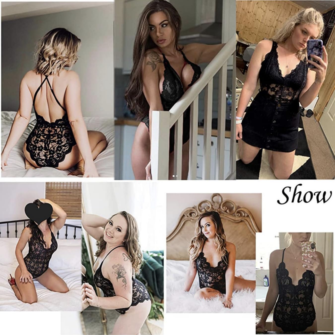 Body in Pizzo da Donna, Lingerie Floreale maliziosa, Body con Scollo a V Profondo, Tuta Elasticizzata, Pigiama, Abbigliamento da Notte, appuntamento di San Valentino