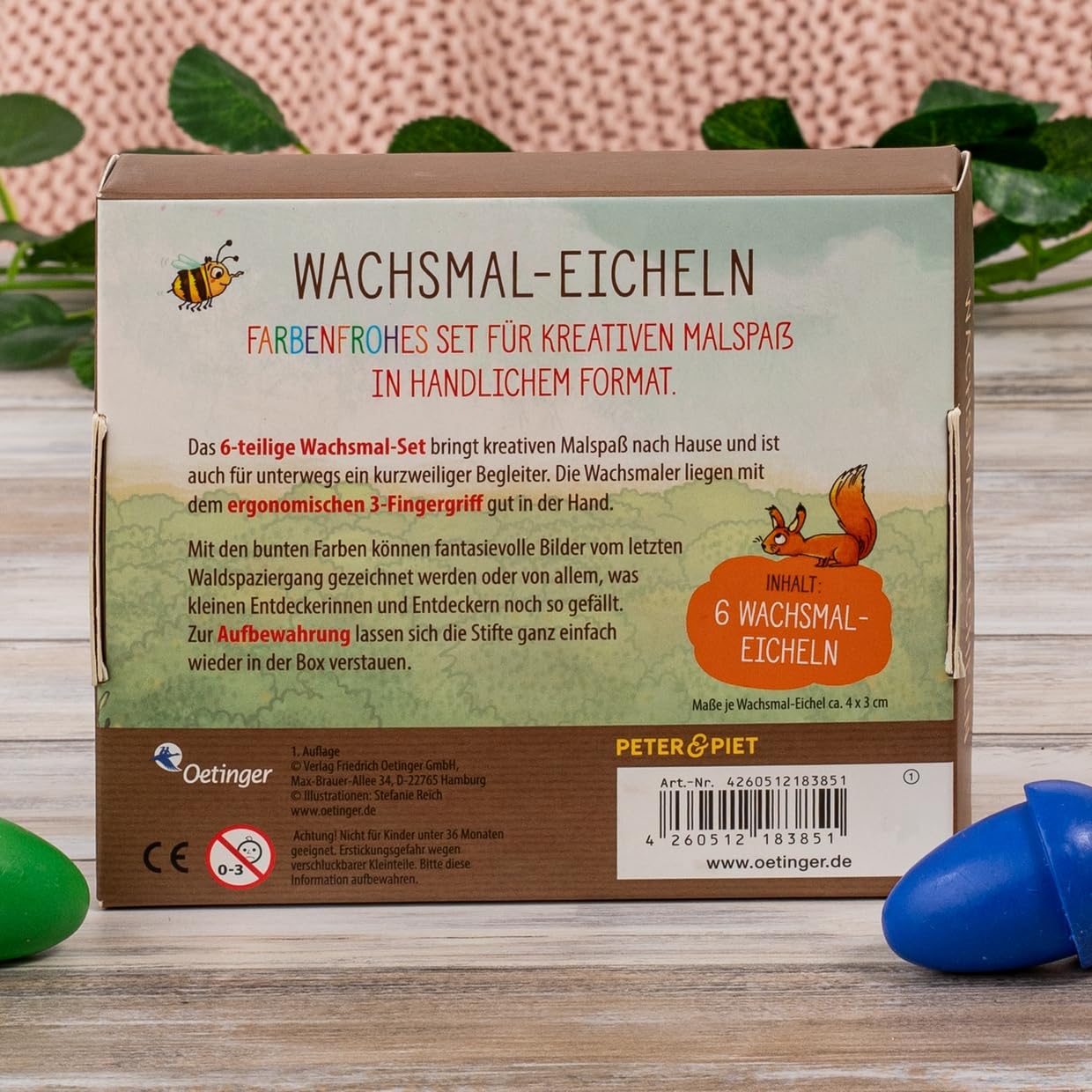 Peter & Piet. Wachsmal-Eicheln: 6 Wachsmalfarben in Eichelform