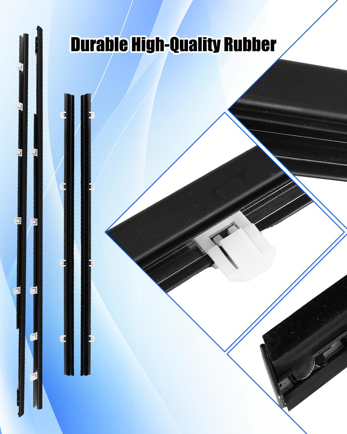 Car Window Belt Molding Trim Weatherstrip Seal Fit for Honda Odyssey 2009-2014 Door Window Outer Weather Stripping Sweep Felt Kit, 4Pcs
