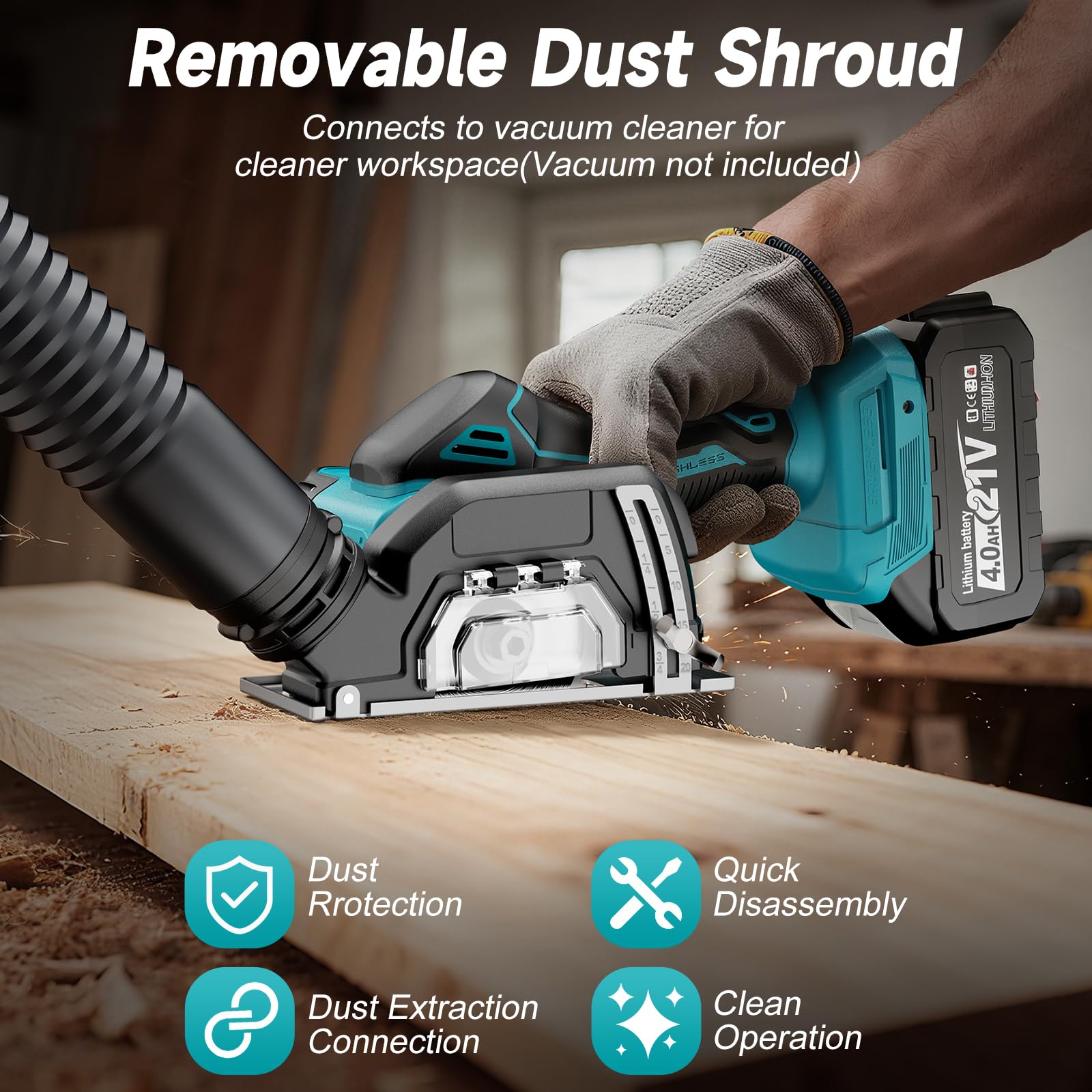 Yofuly Mini Meuleuse d'angle sans fil Compatible avec Batterie Makita 18V, 76mm 19500RPM Disqueuse sans fil avec 2 Batteries de 4.0Ah, 5 Disques de Coupe et Housse de Protection