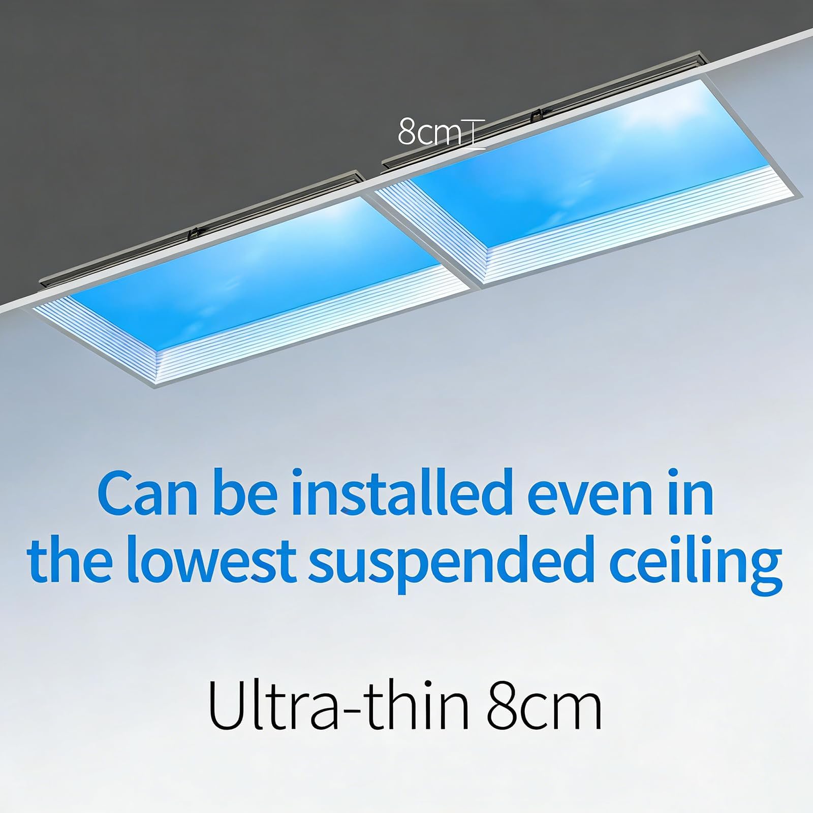 COYEUX Luz Artificial de Techo empotrada, lámpara de Techo «Smart Blue Sky Light» de 60 x 30 cm, Efecto de luz Natural, Regulable de 3000 K a 6000 K con aplicación y Mando a Distancia, para el sótano