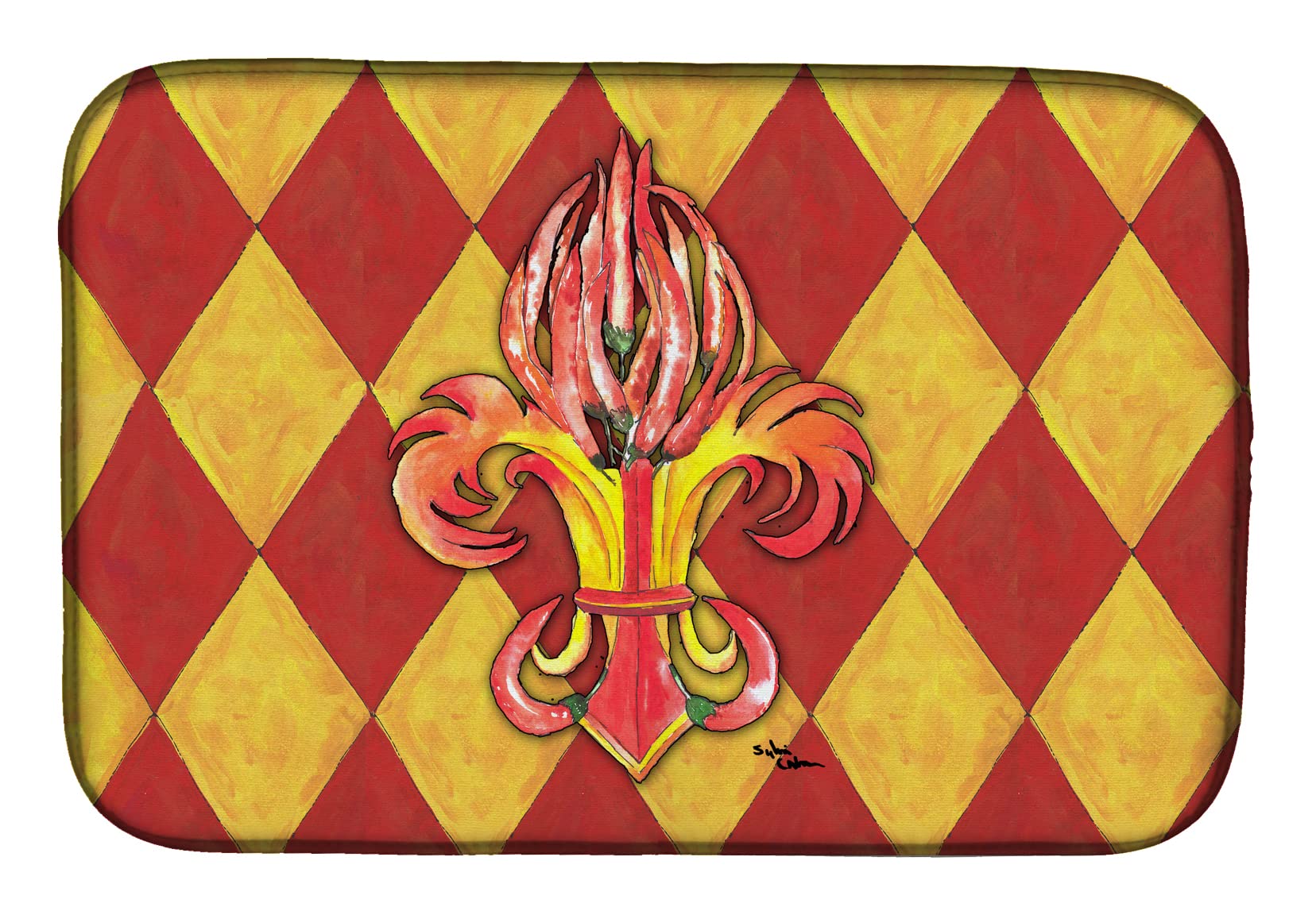 Tapis égouttoir Peppers Fleur de Lis idéal pour sublimer le comptoir de cuisine