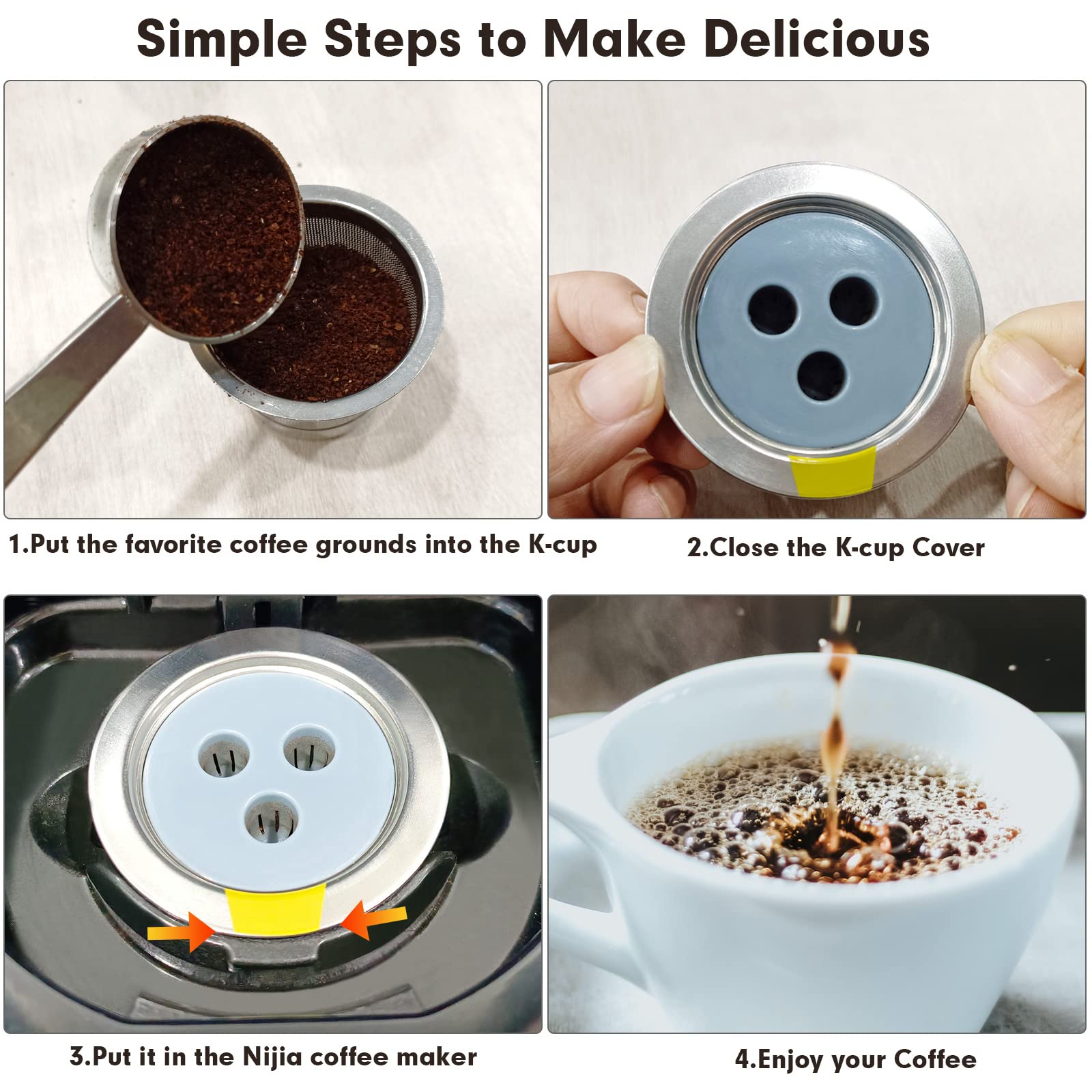 5 Capsule Caffè Riutilizzabili Per Macchina Ninja – Filtri In Acciaio Inox Per DualBrew Pro CFP201 CFP300 CFP301 CFP305 CFP307 CFP400