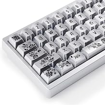 Hyekit Gothic Black Rose PBT Keycaps 130 Keys - Metallic Silver Finish Cherry Profile Keycap Set for Mechanical Keyboard, Dark Aesthetic Themed Custom Keycaps