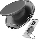 Sinjimoru for MagSafe Phone Grip — 3000G Magnetic Hold, Soft Silicone Comfort, Metal Plate Included, iPhone 17/16/15/14/13, M-Tap Tok Ring Stand Black