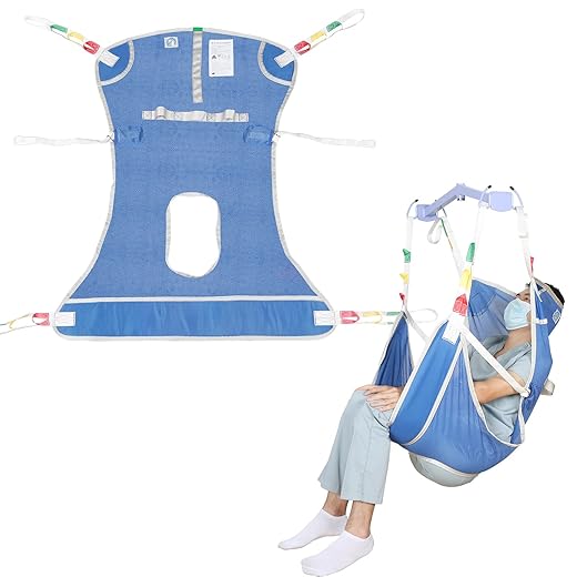 Hoyer Écharpe de levage avec chaise percée – Élingues de levage pour patients pour transfert – Écharpe complète pour personnes âgées, handicapées, infirmières, soignants – SWL 226,8 kg
