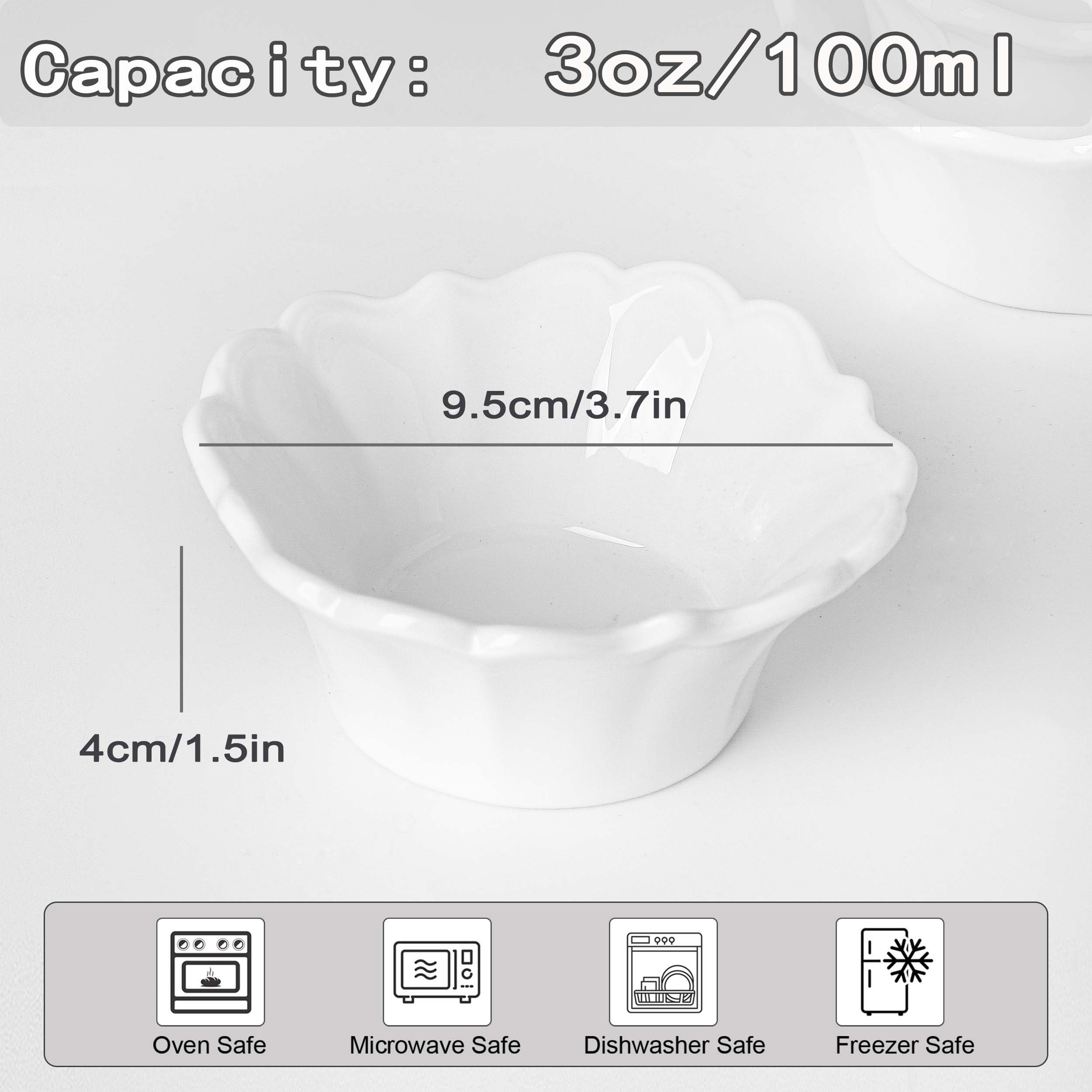 UIBFCWN 16 Piezas Cuencos Aperitivos, Cuencos para Salsa, Cuencos de porcelana para Salsas de Soja, 100ml Cuencos Pequeños de Aperitivo para Ketchup, Especias, Vinagre, Salsas, Sushi - 9,5 x4cm