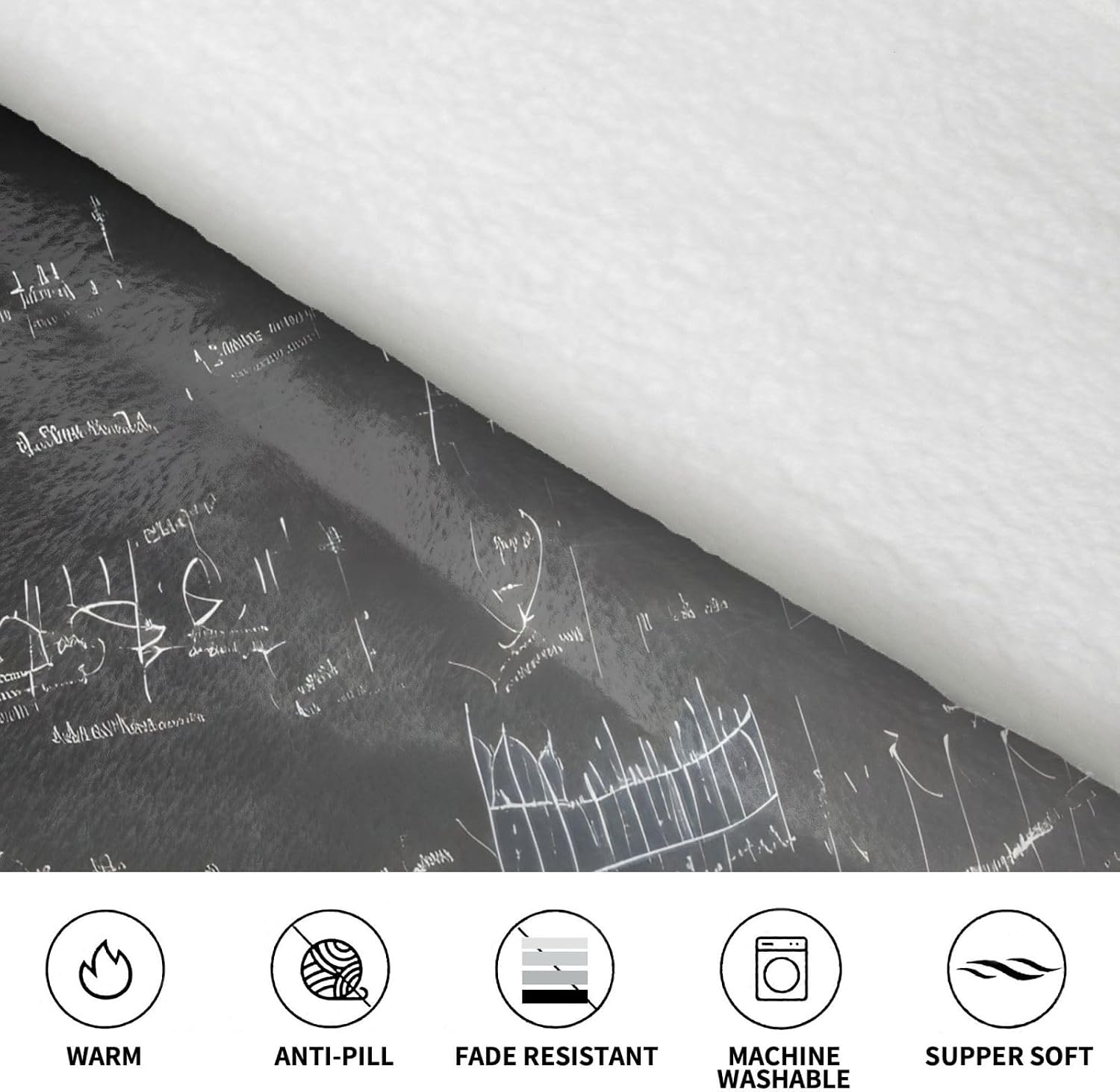 Math Symbols Patternprint Oversized Hoodie Blanket, Super Soft Warm Comfortable Hoodie, Wearable Blanket Adult