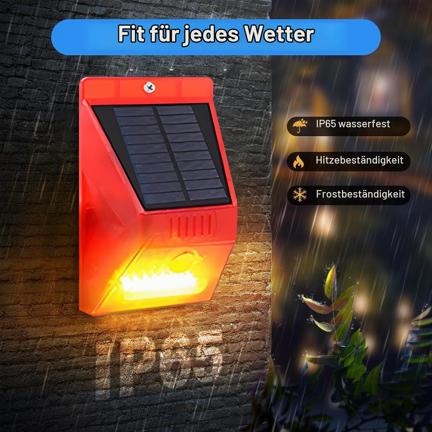 ChunHee Solar-Bewegungsmelder Außen-Bewegungsmelder 129 dB Lauter Geräuschsicherheitssirene IP65 Wasserdicht Geschützt für Garten, Bauernhof, Garten, Hühnerstall, 4-Pack