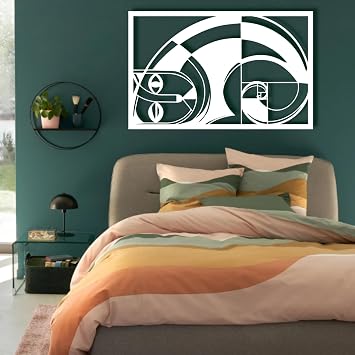 Golden Ratio Metal Wall Art, Fibonacci Wall Art, Metal Wall Decor, Geometric Wall Art, Fibonacci Spiral Metal Wall Decor, Fibonacci Wall Art, Modern Wall Art, Living Room Decor, Office Decor, Golden Ratio Art 35"W x 22"H / 90 x 55 cm, white