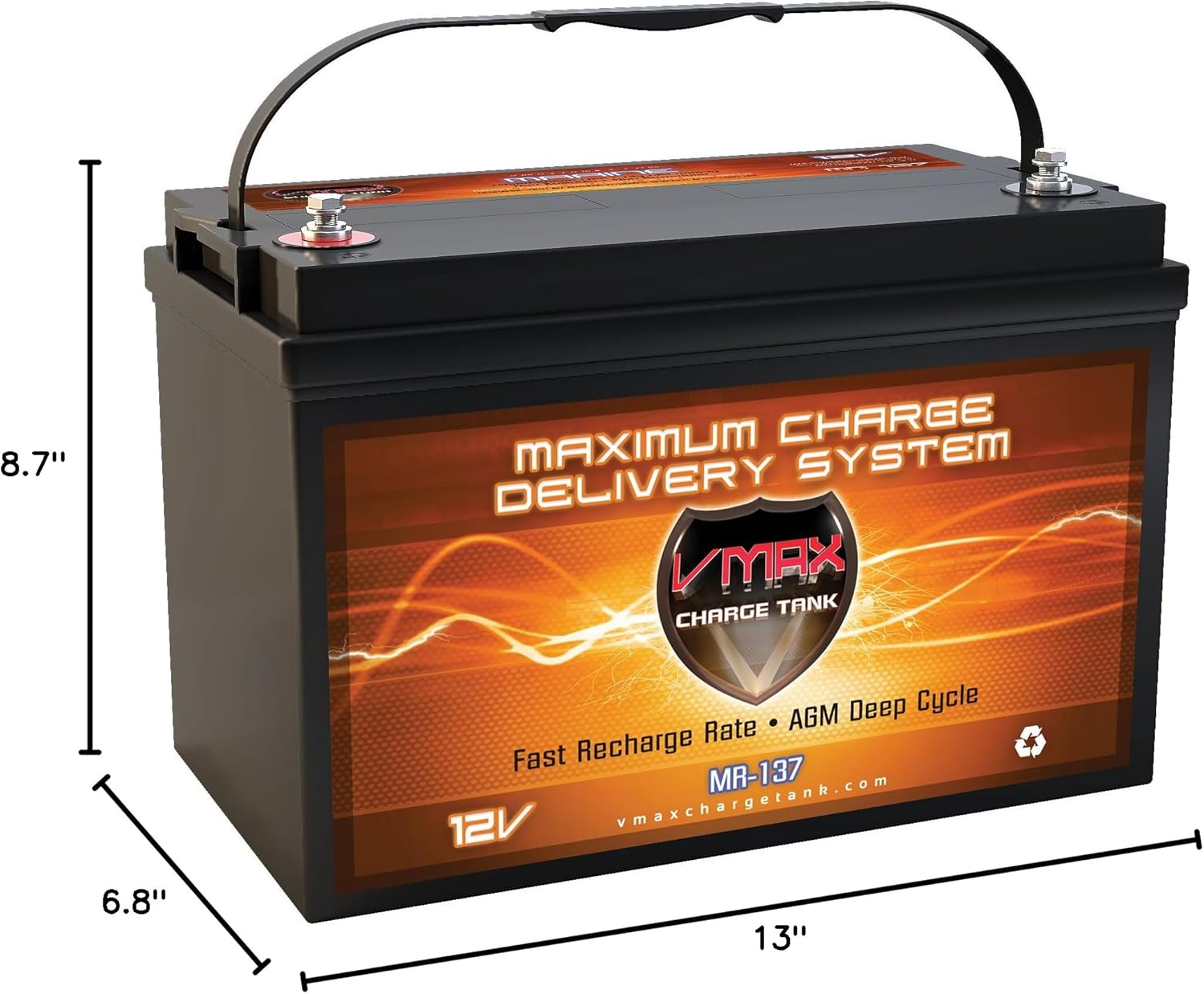 VMAXTANKS VMAX MR137 for Premier pontoon and trolling motors w/group 31 marine deep cycle 12V battery 120AH