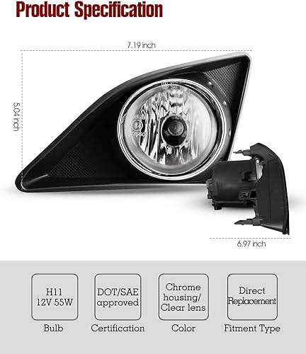 Miniatura 6 de Luces antiniebla para Toyota Corolla 2009-2010, montaje de luz antiniebla, 2 unidades, repuesto OEM, luces antiniebla AUTOWIKI