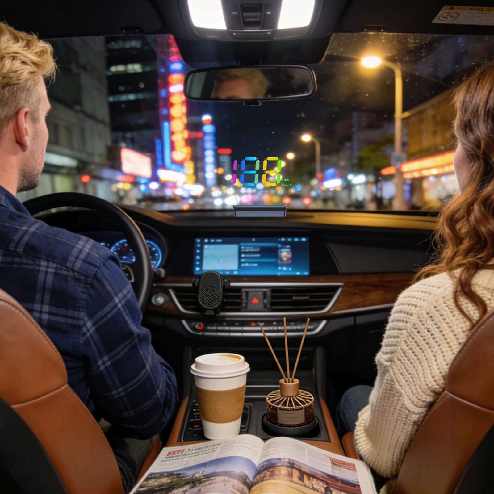 Digitaler GPS-Geschwindigkeitsmesser, Frontscheiben-HUD-Display, Dual- Geschwindigkeitsanzeige, für Polymer-Verbundmaterial, Armaturenbrett-Projektionsfunktion, Höhenmesser,