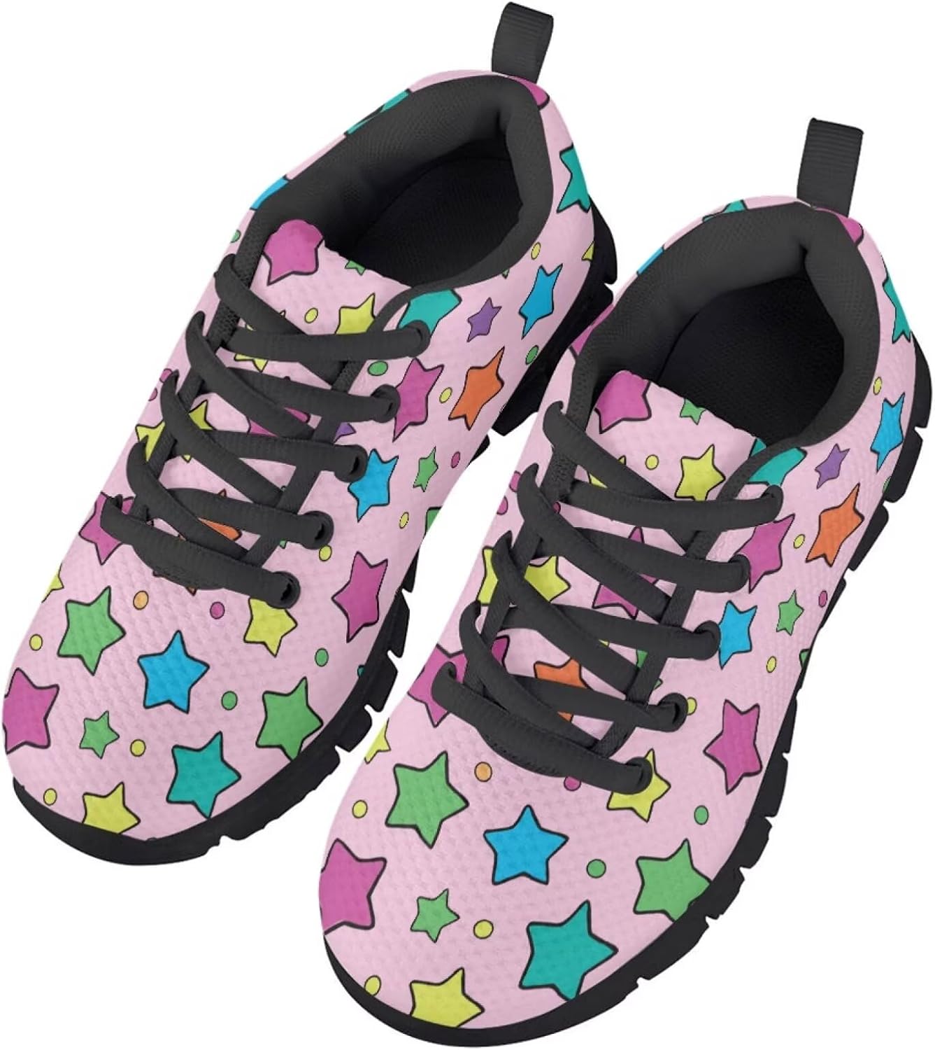 Funnydude Funny Print School Shoes for Girls Casual Tennis Shoes Lace up Walking Footwear