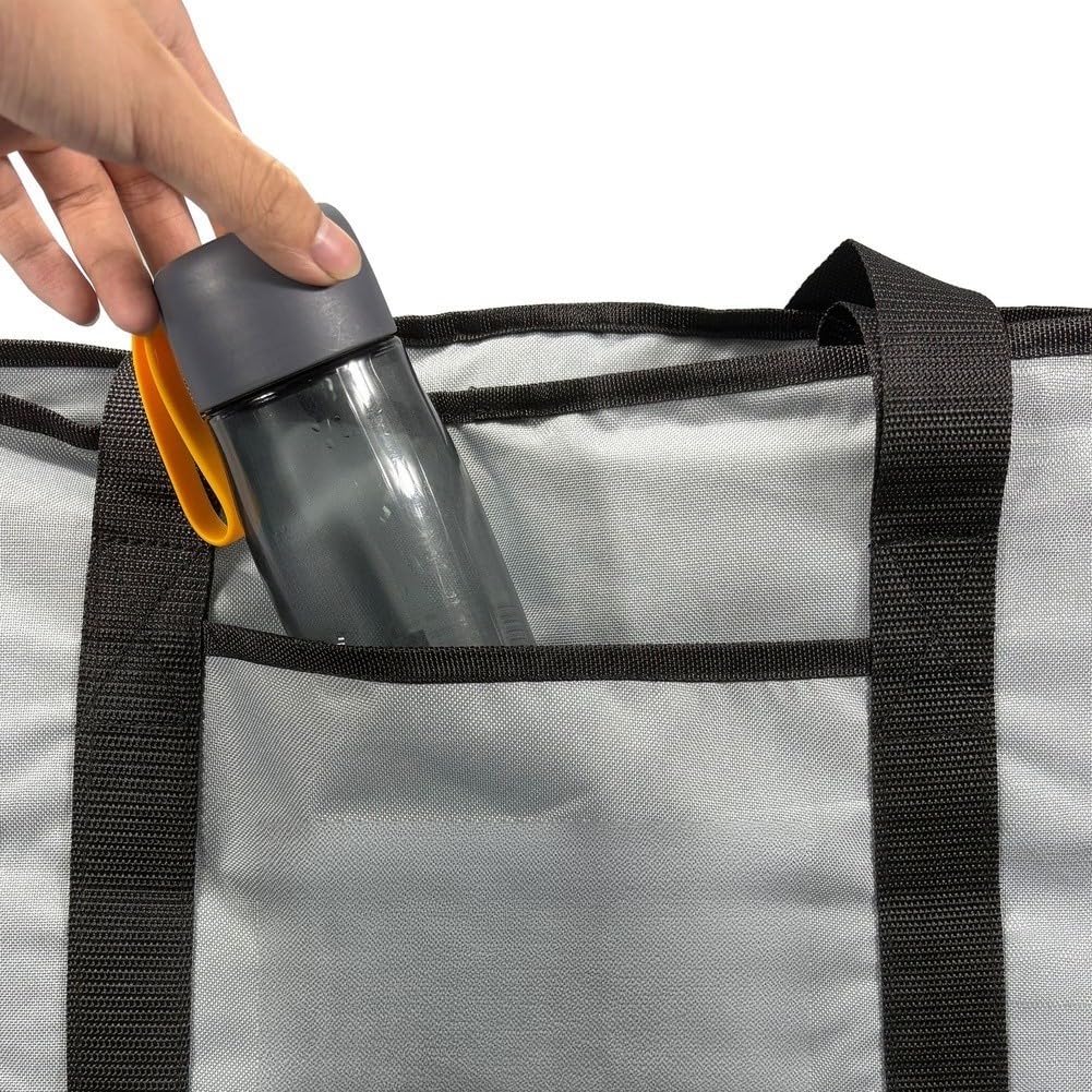 Bolsa térmica de transporte de alimentos diseñada para actividades al aire libre con asas dobles en la parte inferior reforzada y amplio volumen interno (amarillo)
