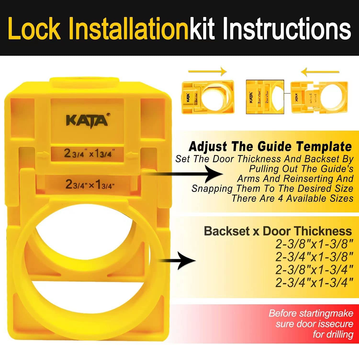 Buy KATA 13/8" 13/4" BiMetal Door Lock Installation Kit for Metal