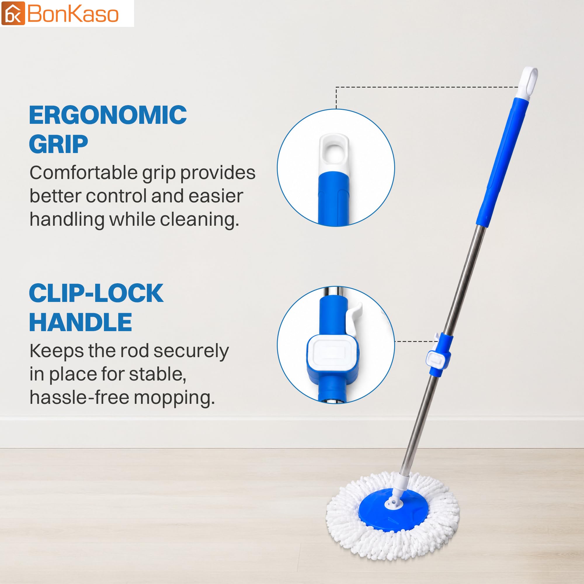 Bonkaso Spin Mop Rod - 50.5" Lightweight & Durable -3 Bonkaso Spin Mop Rod - 50.5" Lightweight & Durable -3