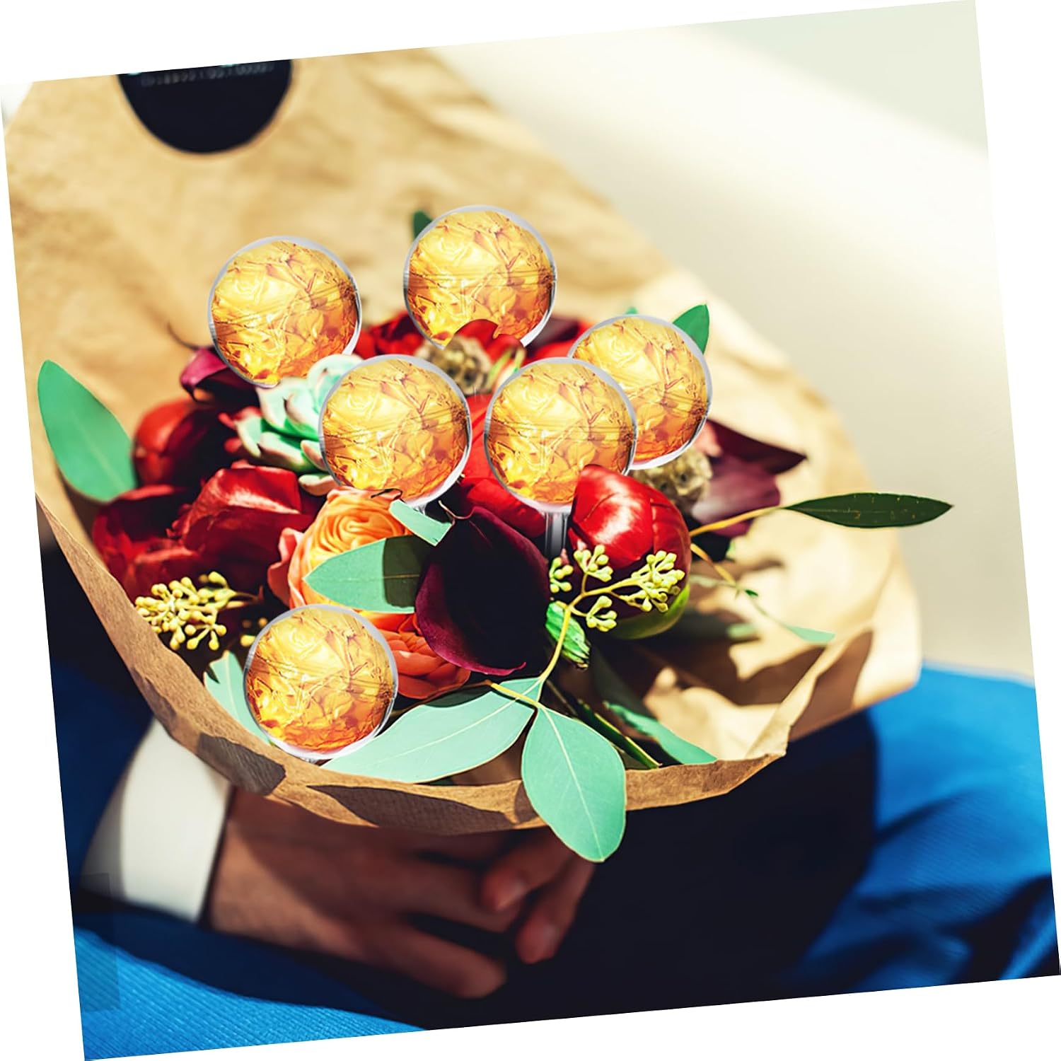 CATIEBYE 80pcs Choc Bouquet Ingredients Candy Bouquet Wrappers Holders Box Truffle Liner