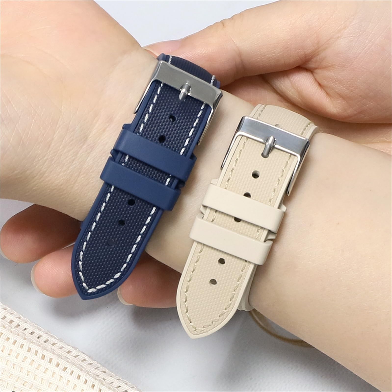 FKM Bracelet de montre en caoutchouc Oxford 20-22 mm Vert