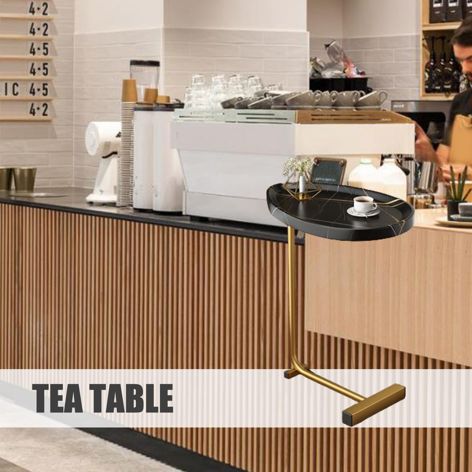 C-förmiger Beistelltisch – Couchtisch, Couchtisch, C-förmiger Beistelltisch | Nachttisch-Tablett, TV-Tablett, Rustikaler Snack-Teetisch Mit Metallrahmen Für Wohnzimmer Und Wohnaccessoires | förmiger Beistelltisch | Nachttisch-Tablett, TV-Tablett, Rustikal