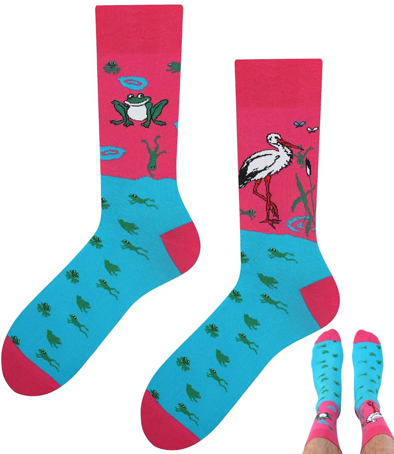 TODO Lustige Socken mit Storch Motiv, Socken Frosch Damen, Froschmotiv 35-38