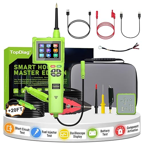 TopDiag P100pro 9-30v probador de circuito de coche automotriz 12v 24v kit de sonda de circuito de potencia multímetro digital osciloscopio