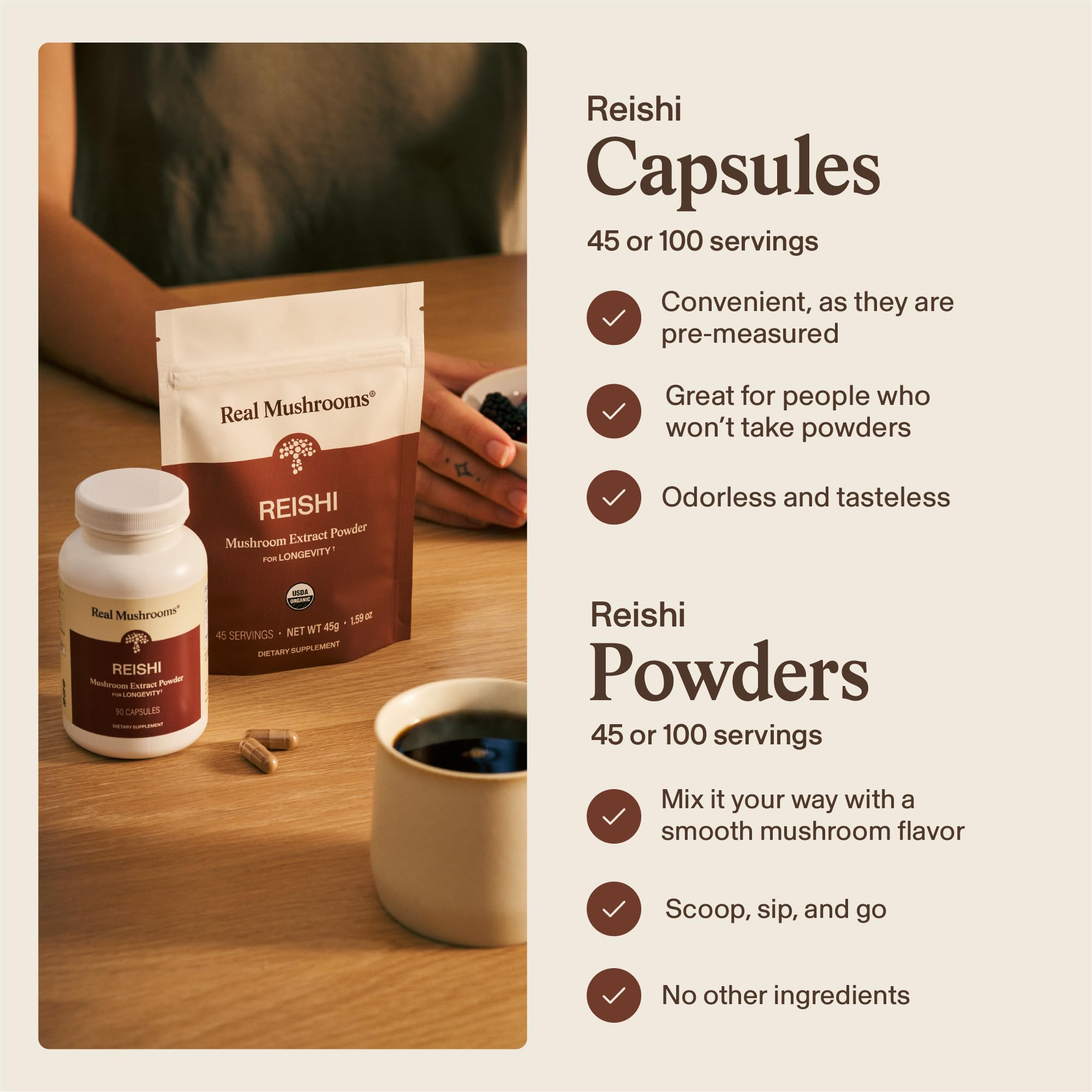 Real Mushrooms Organic Red Reishi Capsules for Wellness, 90ct — Amazon image 6