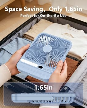 8000mAh Ultra-Thin Portable Travel Fan with Timer, Light&LED Display
