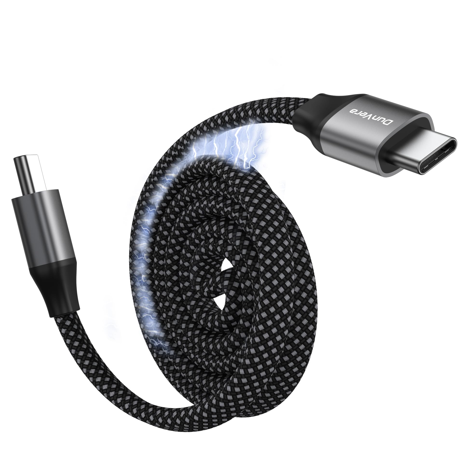 HyperBolt - Cable USB 40G - USB-C a USB-C, carga rápida PD de 240 W, transferencia de datos de 40 Gbps, video de 8K a 60 Hz, diseño plano autoenrollable magnético, compatible con Thunderbolt 3