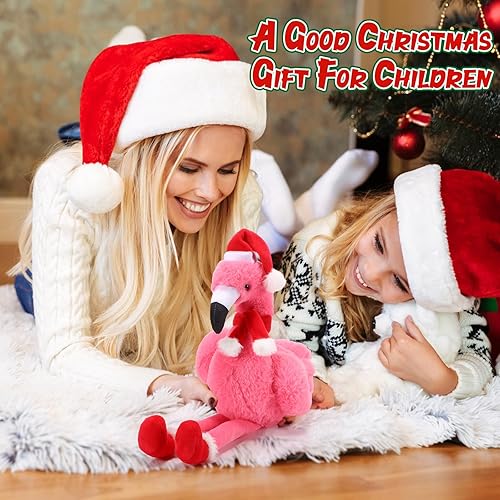 Miniatura 5 de Threan Muñeco de peluche navideño de 8 pulgadas con sombrero de Papá Noel para decoración navideña, regalos de Navidad e invierno (estilo alpaca)