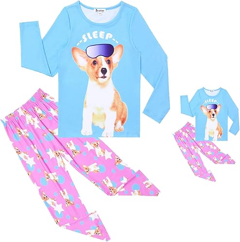 Pijamas a juego para muñecas y niñas, conjunto de pijamas de unicornio de algodón para niños, pijama